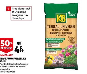 Auchan Kb terreau universel kb 40 l offre