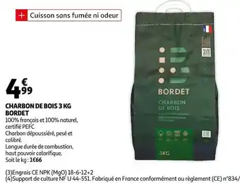 Auchan Bordet charbon de bois 3 kg offre