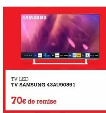 Darty Samsung tv led tv samsung 43au90851 70€ de remise offre