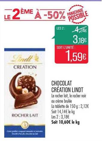 Match Chocolat Création Lindt offre