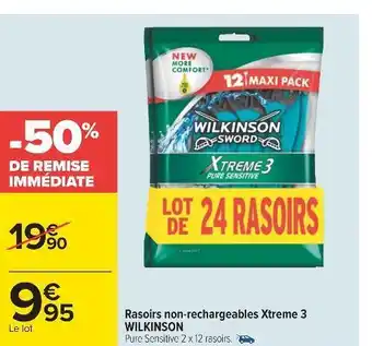Carrefour Wilkinson rasoirs non-rechargeables xtreme 3 offre