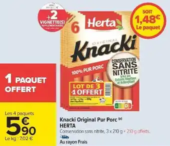 Carrefour Herta knacki original pur porc offre
