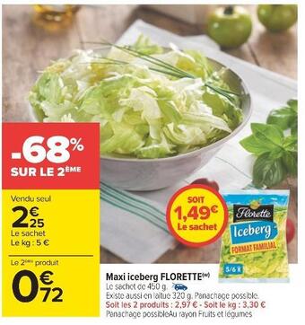 Carrefour Florette maxi iceberg offre