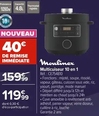 Carrefour Moulinex multicuiseur 10 en 1 offre