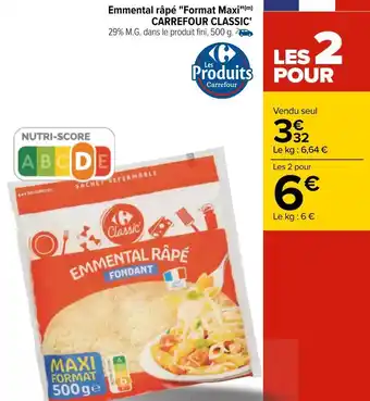 Carrefour Carrefour emmental râpé "format maxi offre