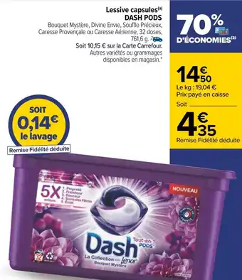 Carrefour Dash pods lessive capsules offre
