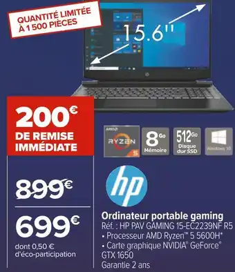 Carrefour Hp ordinateur portable gaming offre
