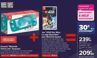 Carrefour Console "nintendo switch lite" turquoise + jeu "lego star wars : la saga skywalker" pour nintendo switch offre