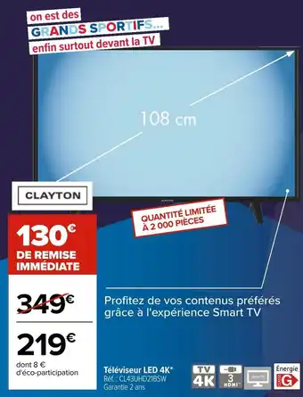 Carrefour Clayton téléviseur led 4k offre