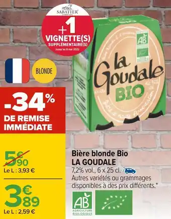 Carrefour La goudale bière blonde bio offre