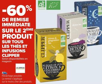 Carrefour Clipper bon plan sur tous les thés et infusions clipper offre