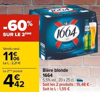 Carrefour 1664 bière blonde offre