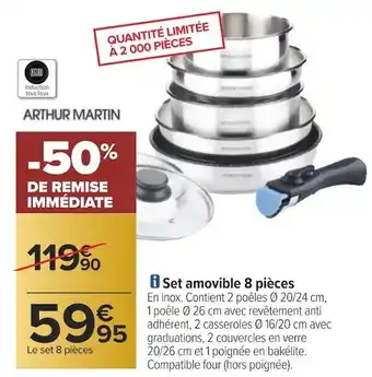Carrefour Arthur martin set amovible 8 pièces offre