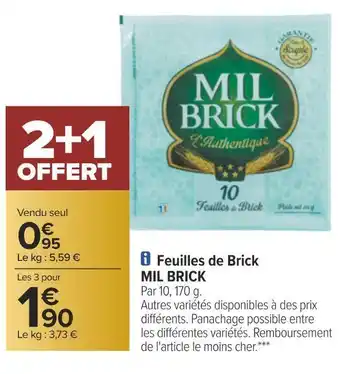 Carrefour Mil brick feuilles de brick offre
