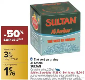 Carrefour Sultan thé vert en grains al assala offre