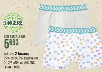 Géant Casino Sincère lot de 2 boxers offre