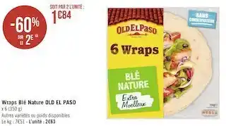 Géant Casino Old el paso wraps blé nature offre