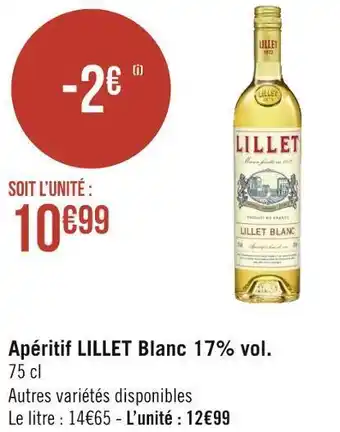 Géant Casino Lillet apéritif blanc 17% vol. offre