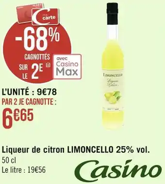 Géant Casino Limoncello liqueur de citron 25% vol. offre