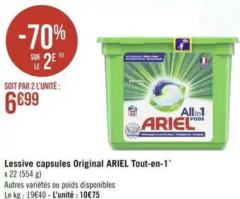 Géant Casino Ariel lessive capsules original tout-en-1* offre