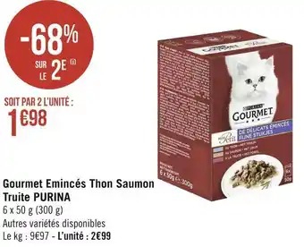 Géant Casino Purina gourmet emincés thon saumon truite offre