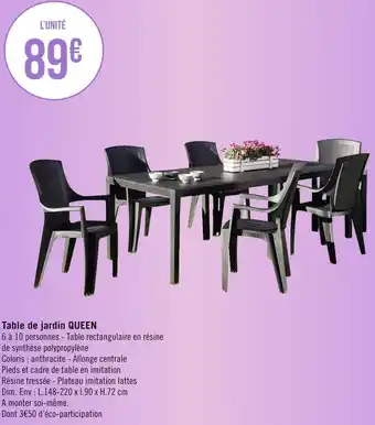 Géant Casino Table de jardin queen offre
