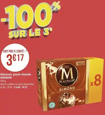 Géant Casino Magnum bâtonnets glacés amande offre