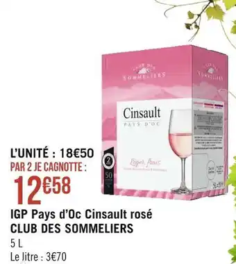 Géant Casino Club des sommeliers igp pays d’oc cinsault rosé offre