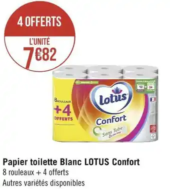 Géant Casino Lotus papier toilette blanc confort offre