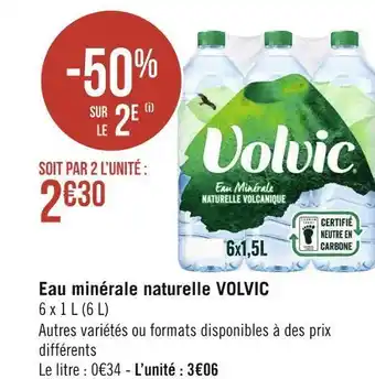 Géant Casino Volvic eau minérale naturelle offre