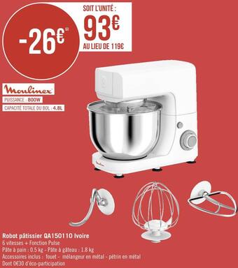 Géant Casino Moulinex robot pâtissier qa150110 ivoire offre