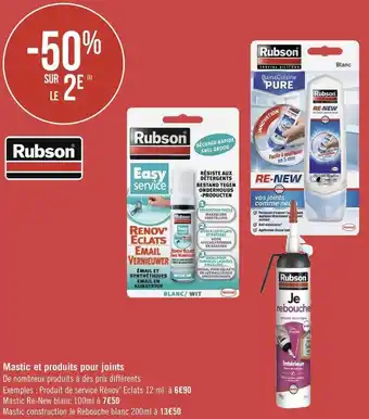 Rubson bon plan sur le mastic et produits pour joints rubson