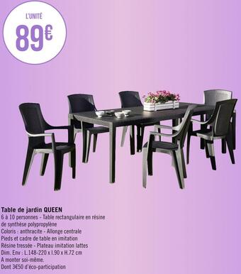 Géant Casino Table de jardin queen offre