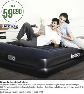Géant Casino Bestway lit gonflable matelas 2 places offre
