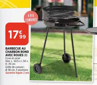 Bi1 Barbecue au charbon rond avec roues offre