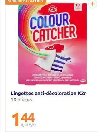Action Lingettes anti-décoloration k2r offre