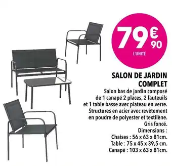Supeco Salon de jardin complet offre