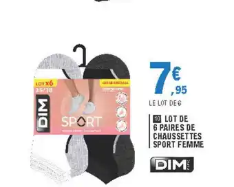 E.Leclerc Lot De 6 Paires De Chaussettes Sport Femme Dim offre