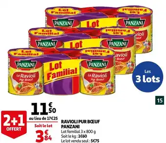 Auchan Panzani ravioli pur bœuf offre
