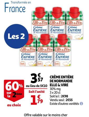 Auchan Elle & vire crème entière de normandie offre