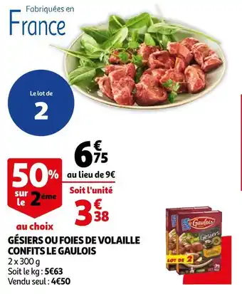 Auchan Le gaulois gésiers ou foies de volaille confits offre