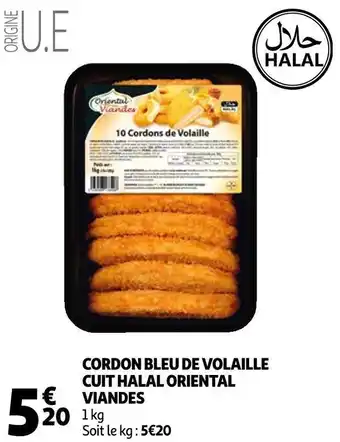 Auchan Oriental viandes cordon bleu de volaille cuit halal offre