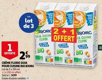 Auchan Bjorg crème fluide soja pour cuisine bio offre