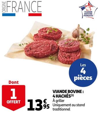 Auchan Viande bovine : 4 hachés offre