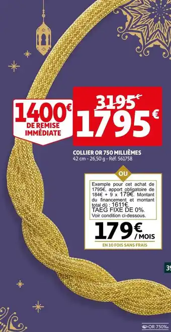 Auchan Collier or 750 millièmes offre