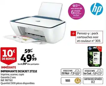 Auchan Hp imprimante deskjet 2721e offre