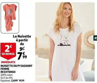 Auchan In extenso nuisette ou pyjashort femme offre