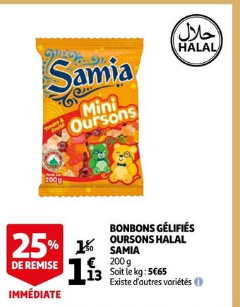 Auchan Samia bonbons gélifiés oursons halal offre