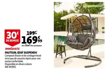 Auchan Fauteuil œuf suspendu offre