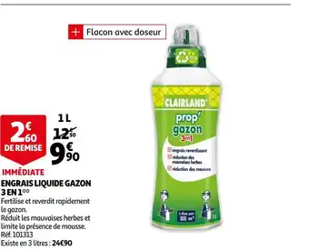 Auchan Clairland engrais liquide gazon 3 en 1* offre